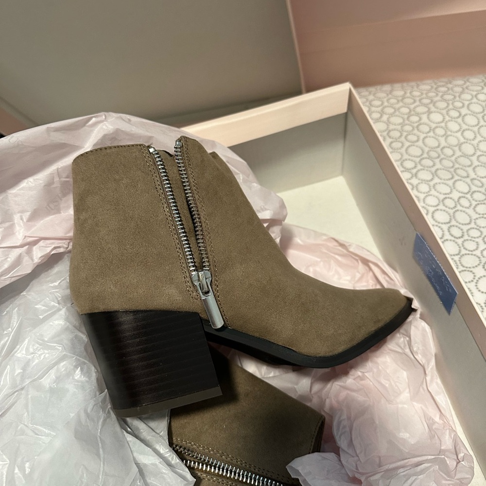 JustFab Taupe Ankle Booties with Zipper